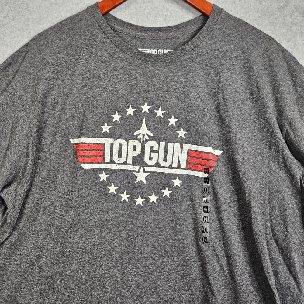Top Gun Mens XXL Graphic T-Shirt Charcoal Heather Movie Logo New
